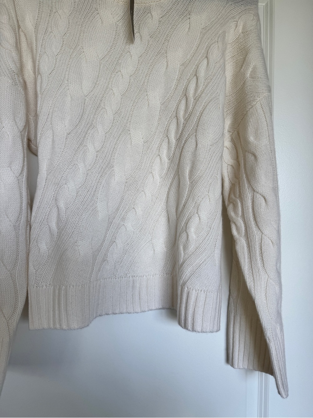 NWT J. CREW Spring Street Cashmere Twisted Cable-knit Sweater Ivory Medium CO589 - Picture 5 of 15
